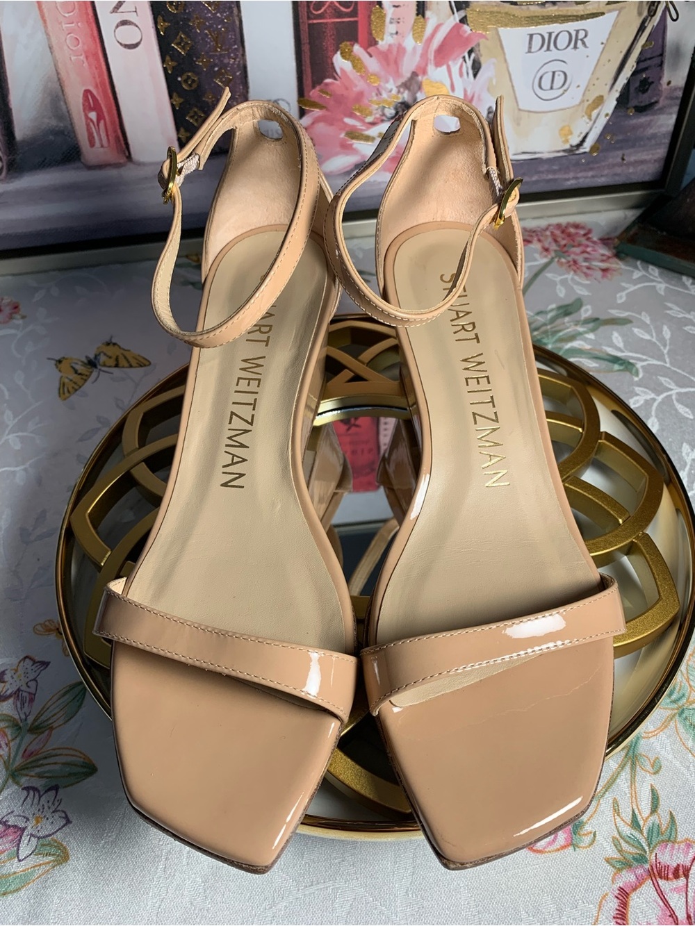 Stuart Weitzman Neutral Tan Block Heel Ankle-Strap Sandals - Picture 5 of 16